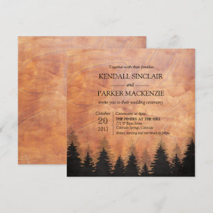 Ländliche Waldholz-Hochzeitseinladung 5,25 x 5,25 Einladung