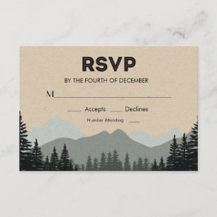 Ländliche Waldkiefer Hochzeit RSVP Karte