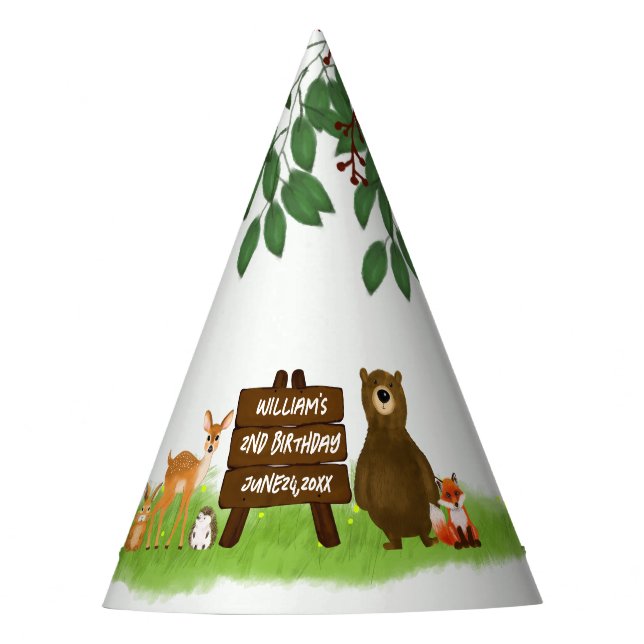 Ländliche Waldparty-Tiere  Partyhütchen (Vorderseite)