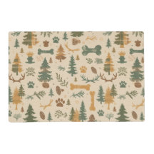 Ländliche Waldtier-Futtermattte – Lodge‑Style Hund