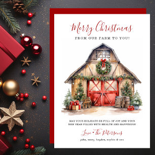 Ländliche Weihnachts-Barn-Bauernhof-Weihnachten Feiertagskarte