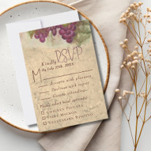 Ländliche Weinberg-Hochzeitsmahlzeit-RSVP
