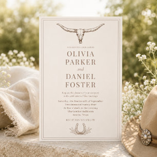 Ländliche Western-Hufeisen-Hochzeit Einladung