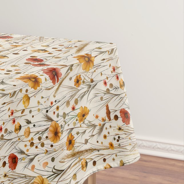 Ländliche Wildblumen - Boho-Herbstblumenmuster Tischdecke (Beispiel)