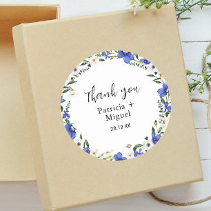 Ländliche Wildblumen Bunte Hochzeit Danke schön Runder Aufkleber