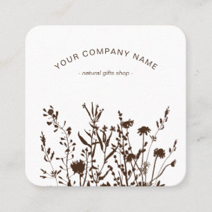 Ländliche Wildblumen erdige Floralsketches-Logo Quadratische Visitenkarte