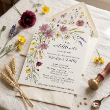 Ländliche Wildblumen- und Weizen-Baby-Shower-Einla