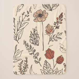 Ländliche Wildblumen Vintage-Botanik-Skizze Sherpadecke