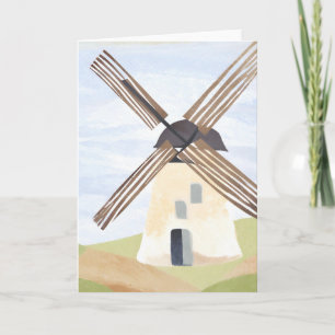 Ländliche Windmühle Aquarellkarte