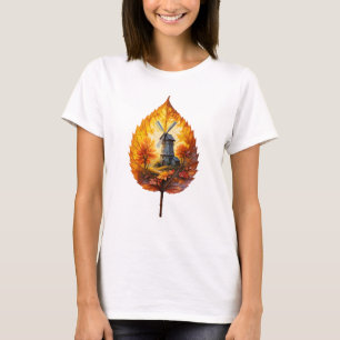 Ländliche Windmühle im Herbstglanz T-Shirt