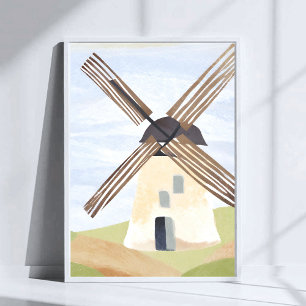 Ländliche Windmühle   Natur Aquarell Poster