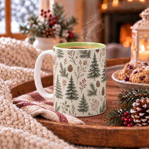 Ländliche Winter Botanik Waldlandschaft Zweifarbige Tasse