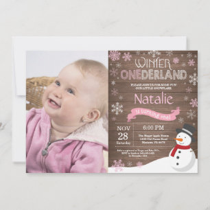 Ländliche Winter-Onederland-Einladung zum 1. Gebur Einladung