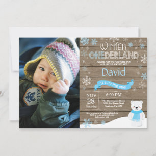 Ländliche Winter-Onederland-Einladung zum 1. Gebur Einladung