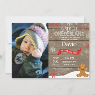Ländliche Winter-Onederland-Einladung zum 1. Gebur Einladung