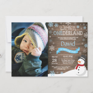 Ländliche Winter-Onederland-Einladung zum 1. Gebur Einladung