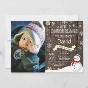 Ländliche Winter-Onederland-Einladung zum 1. Gebur Einladung