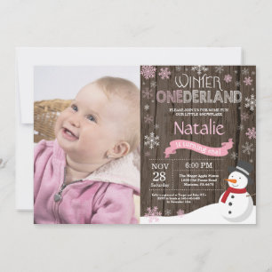 Ländliche Winter-Onederland-Einladung zum 1. Gebur Einladung