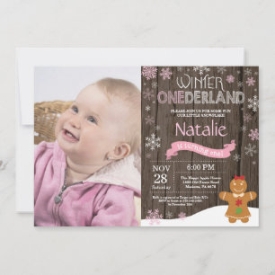 Ländliche Winter-Onederland-Einladung zum 1. Gebur Einladung