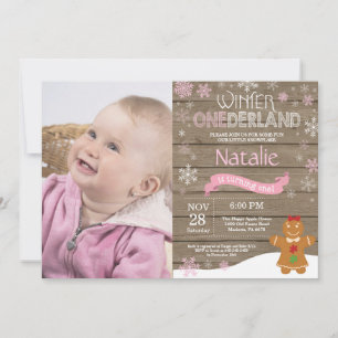 Ländliche Winter-Onederland-Einladung zum 1. Gebur Einladung