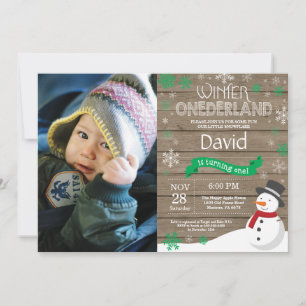 Ländliche Winter-Onederland-Einladung zum 1. Gebur Einladung