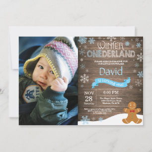 Ländliche Winter-Onederland-Einladung zum 1. Gebur Einladung