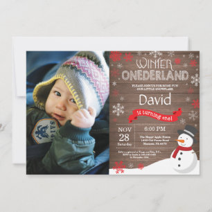 Ländliche Winter-Onederland-Einladung zum 1. Gebur Einladung