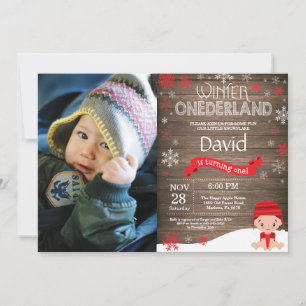 Ländliche Winter-Onederland-Einladung zum 1. Gebur Einladung