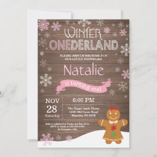 Ländliche Winter-Onederland-Einladung zum 1. Gebur Einladung