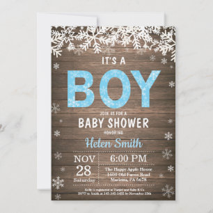 Ländliche Winter-Schneemann-Junge-Baby-Shower-Einl Einladung