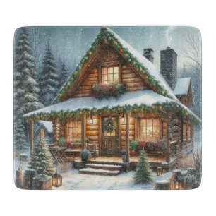 Ländliche Winter-/Weihnachts-Schneehütte Schneidebrett