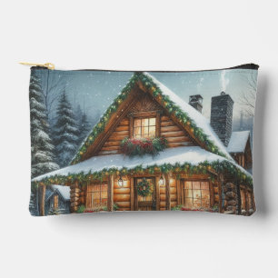 Ländliche Winter-/Weihnachts-Schneehütte Zubehörtasche
