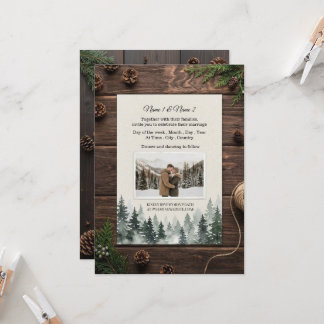 Ländliche Winterhochzeitseinladung mit Foto Einladung