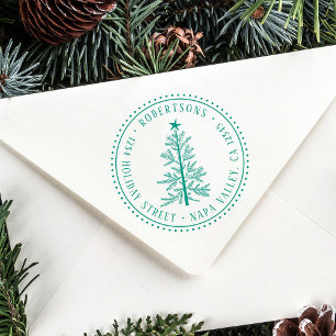 Ländliche Winterkiefer Rücksendeadresse Gummistempel