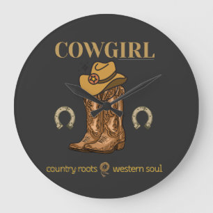 Ländliche Wurzeln Western-Soul-T-Shirt Große Wanduhr