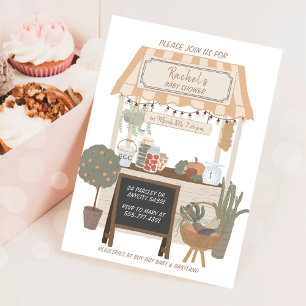 Ländlicher Babyshower auf dem Bauernmarkt mit regi Einladung