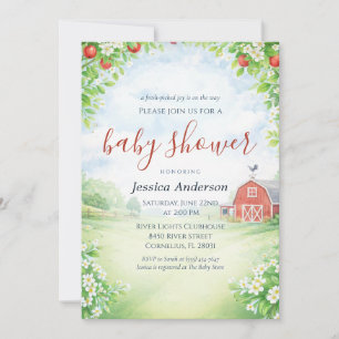 Ländlicher Bauernmarkt Frische Gingham-Babyparty Einladung