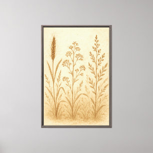 Ländlicher Botanischer Feldfeldillustrations-Kunst Leinwanddruck