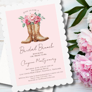 Ländlicher Brautbrunch Cowgirl Chic Rosa Floral Einladung