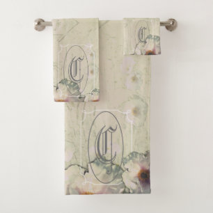 Ländlicher Charme Baum-Pfingstrose Monogramm Badhandtuch Set