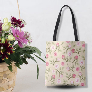 Ländlicher Charme mit schwimmenden rosa Rosen Tasche