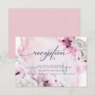 Ländlicher Empfang mit rosa Mohnblumen in Aquarell Einladung