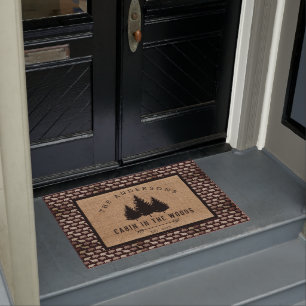 Ländlicher Familienname-Cabin im Bären-Moose-Stil Fußmatte