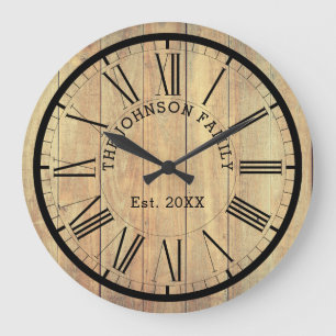 Ländlicher Familienname & Gründung Rustikales he Große Wanduhr