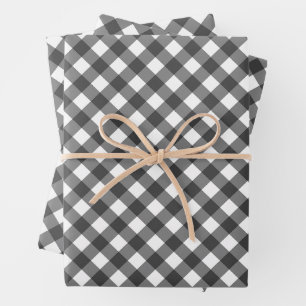 Ländlicher Farmhaus-Monochrom-Büffel-Karo-Geometri Geschenkpapier Set