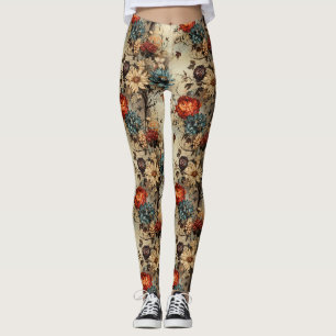 Ländlicher Farmhouse-Herbst-Kürbis-Blumenmuster Leggings