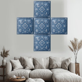 Ländlicher französischer Toile-Erbe Pastoral Blau Fliese