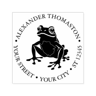 Ländlicher Frosch Amphibie Runder Name Adresse Permastempel