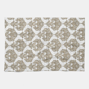 Ländlicher Glamour Jute Royal Damast Chic Modern Geschirrtuch