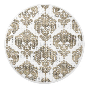 Ländlicher Glamour Jute Royal Damast Chic Modern Keramikknauf